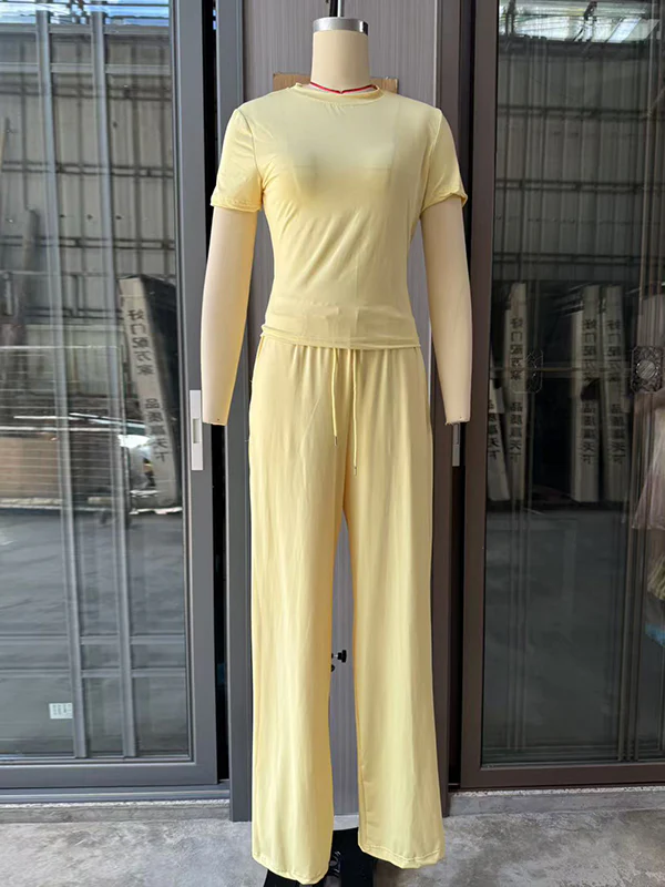Loose Long Sleeves Cardigan Coat + Round-Neck T-Shirts + Drawstring Elasticity Pants Three Pieces Set - Image 8