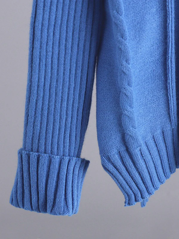 Loose Long Sleeves Split-Side Solid High-Low Half Turtleneck Sweater Tops & Wide Leg Pants Two Pieces Set - Image 12