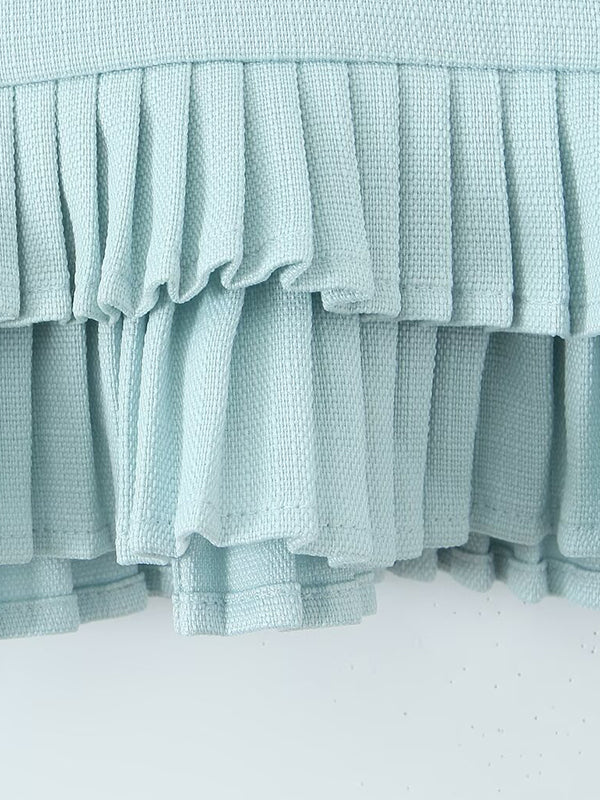 Loose No Belt Pleated Solid Color Skirts Bottoms - Image 10