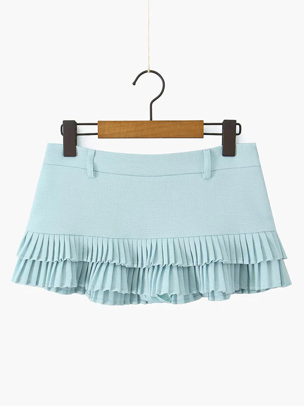 Loose No Belt Pleated Solid Color Skirts Bottoms - Image 7
