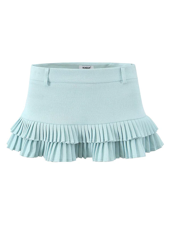 Loose No Belt Pleated Solid Color Skirts Bottoms - Image 8