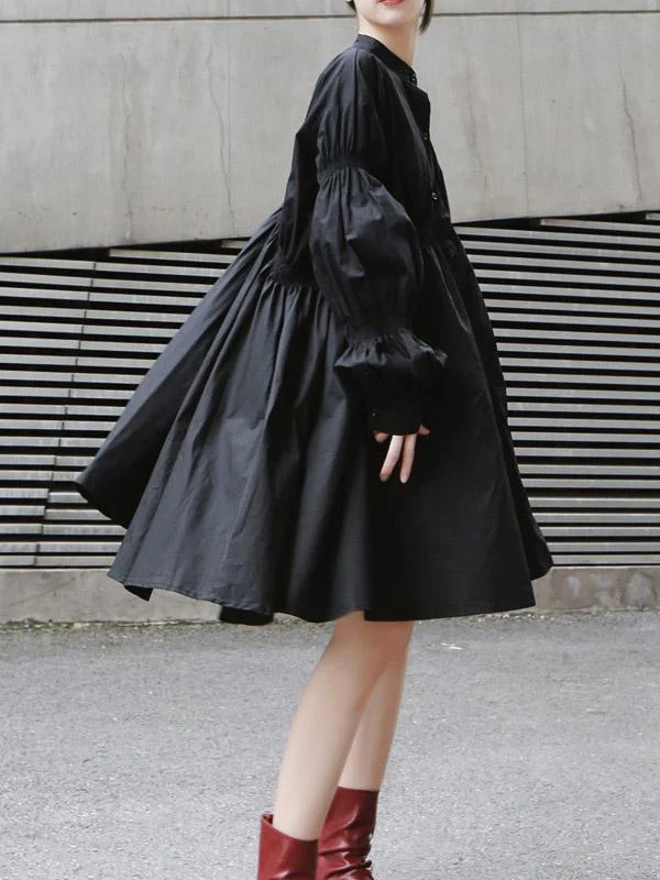 Loose Original Designed Irregular Puff Shirt Dress - Image 2