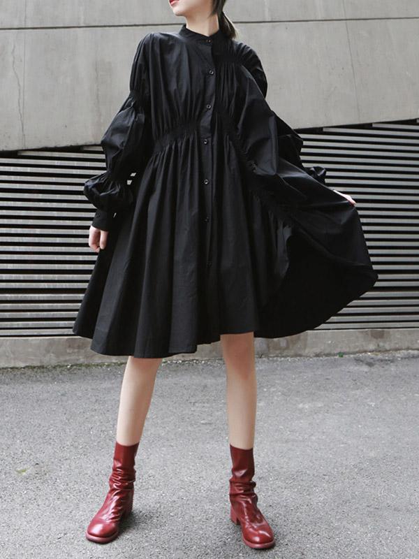 Loose Original Designed Irregular Puff Shirt Dress - Image 3