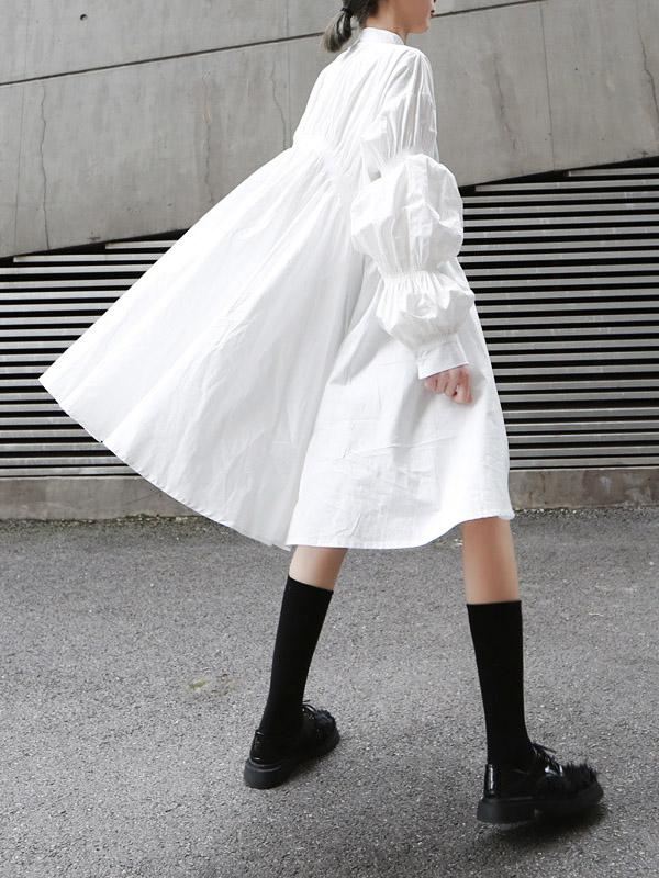 Loose Original Designed Irregular Puff Shirt Dress - Image 5