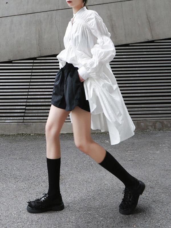 Loose Original Designed Irregular Puff Shirt Dress - Image 7