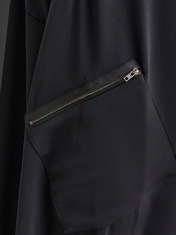 Loose Oversize Solid Color Zipper Jumpsuits Bottoms - Image 11