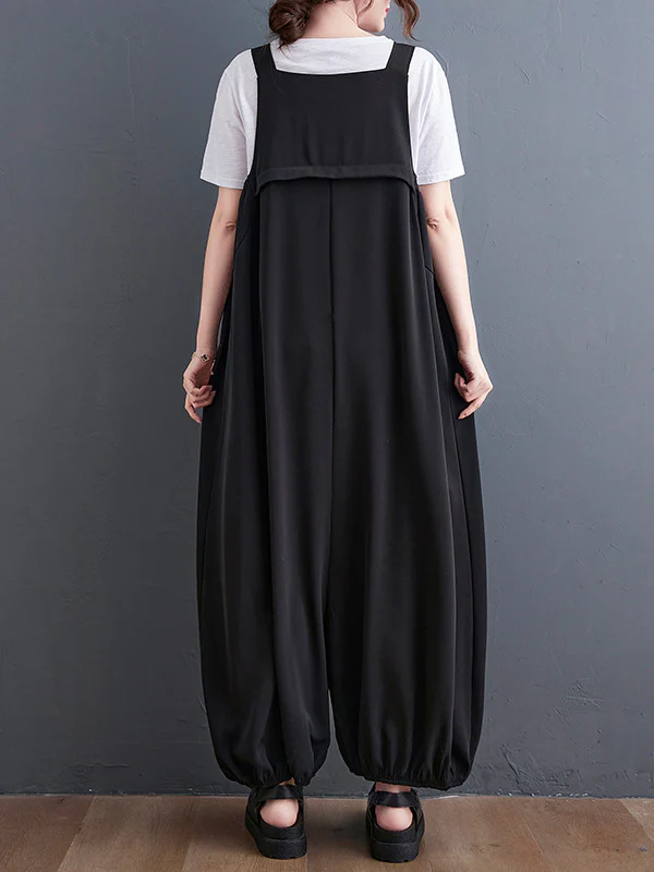 Loose Oversize Solid Color Zipper Jumpsuits Bottoms - Image 6