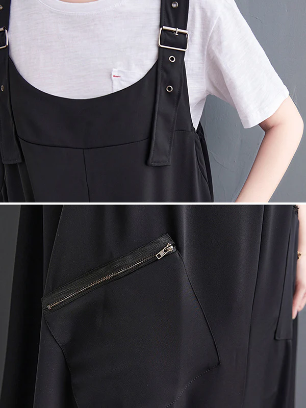 Loose Oversize Solid Color Zipper Jumpsuits Bottoms - Image 9