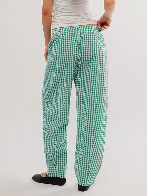 Loose Plaid Pockets Split-Joint Pants Trousers - Image 7