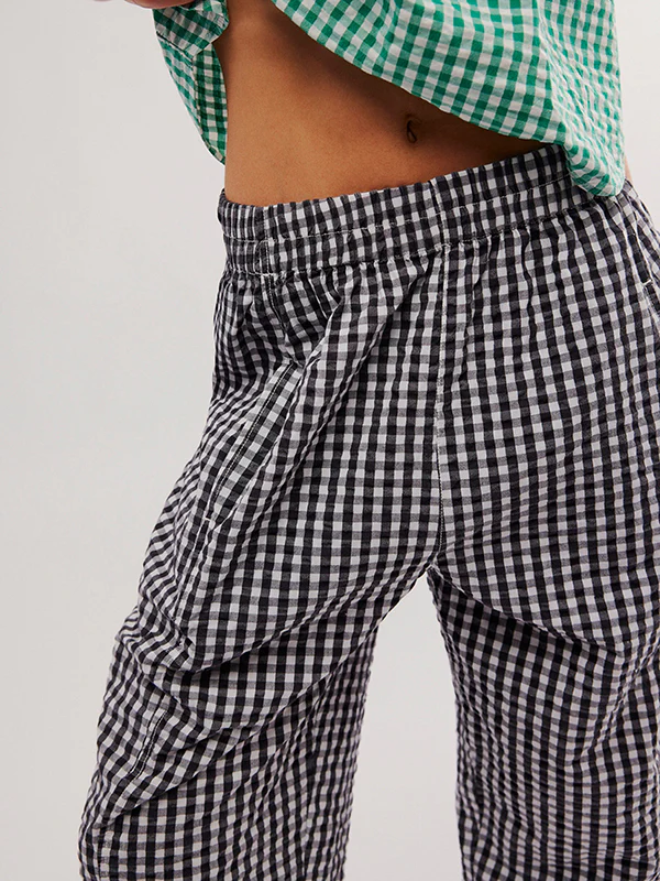 Loose Plaid Pockets Split-Joint Pants Trousers - Image 8