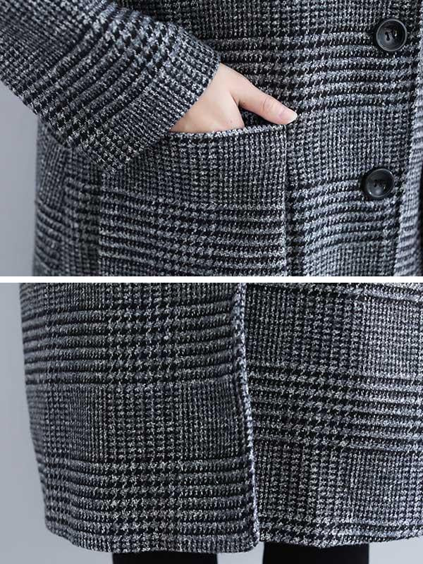 Loose Plaid Woolen Hood Coat - Image 16