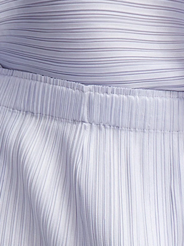Loose Pleated Solid Color High-Low Round-Neck T-Shirts + Pants Two Pieces Set - Image 16