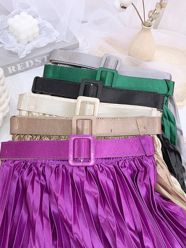 Loose Pleated Solid Color Skirts Bottoms - Image 5