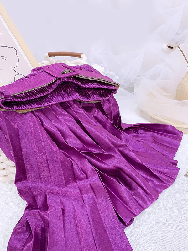 Loose Pleated Solid Color Skirts Bottoms - Image 6