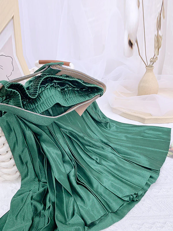Loose Pleated Solid Color Skirts Bottoms - Image 8