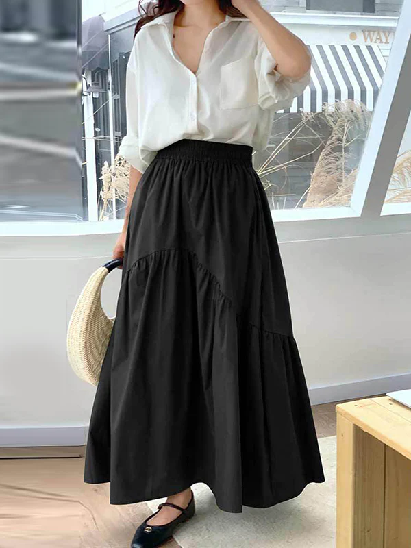 Loose Pleated Split-Joint Skirts Bottoms - Image 7