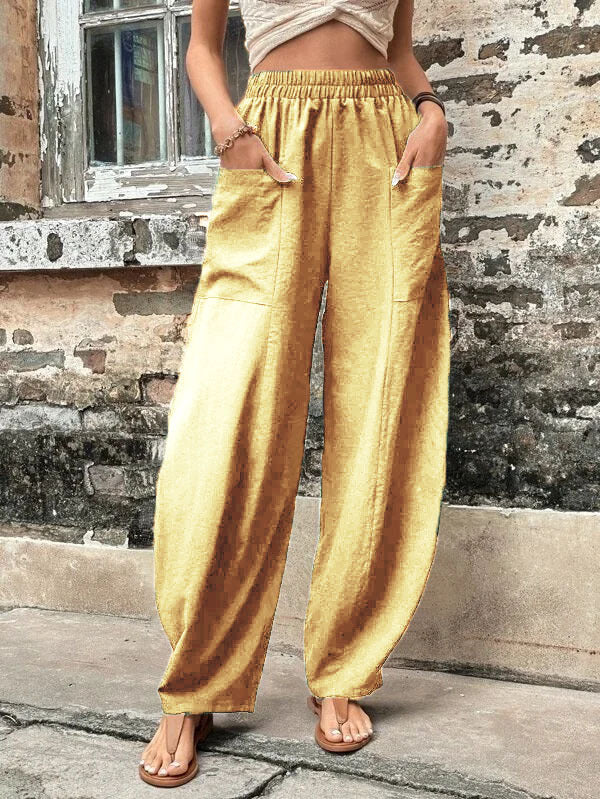 Loose Plus Size Elasticity Pockets Solid Color Pants - Image 12