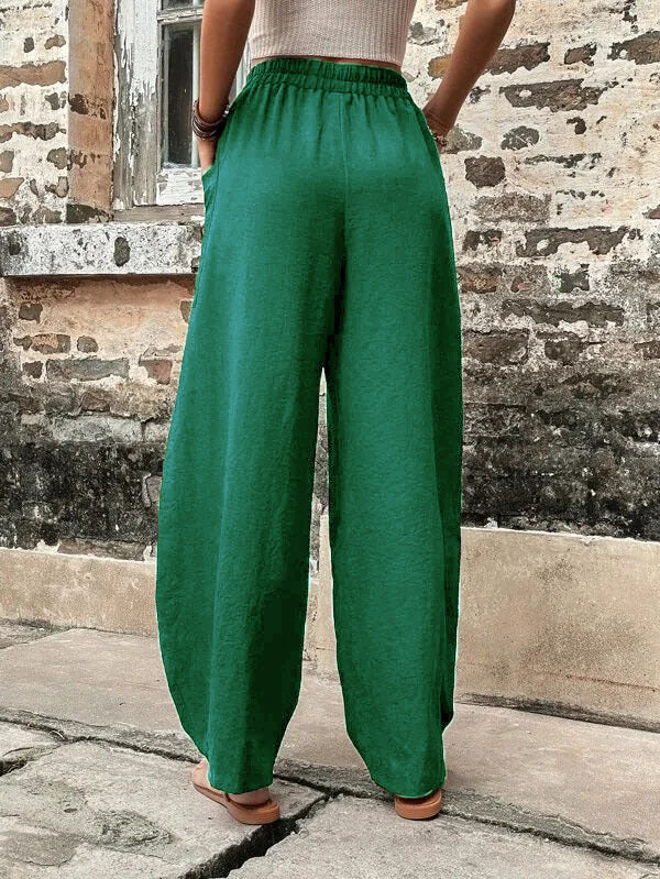 Loose Plus Size Elasticity Pockets Solid Color Pants - Image 14