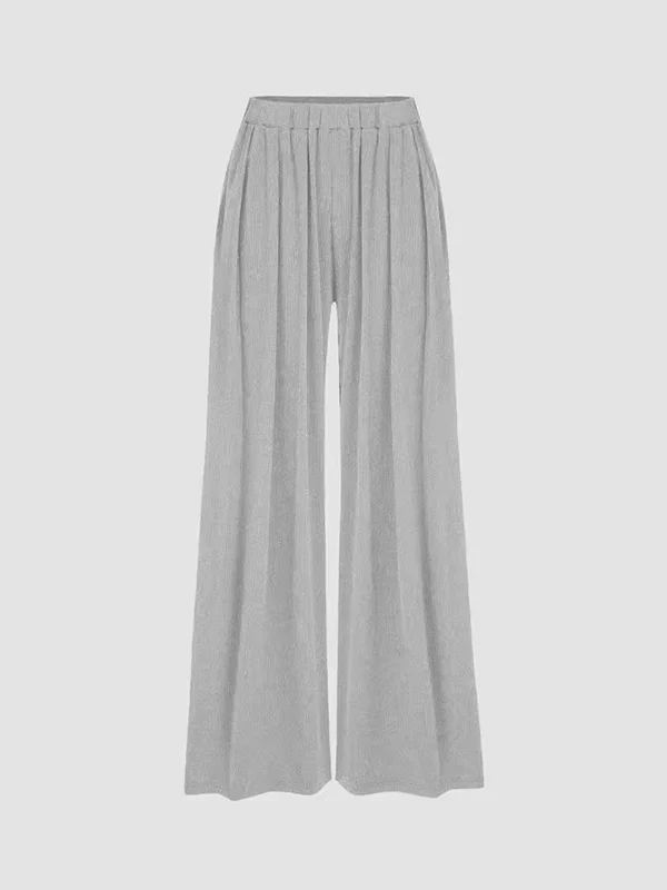 Loose Plus Size Elasticity Solid Color Split-Joint Pants Trousers - Image 4