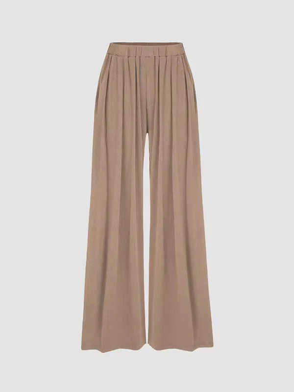 Loose Plus Size Elasticity Solid Color Split-Joint Pants Trousers - Image 5