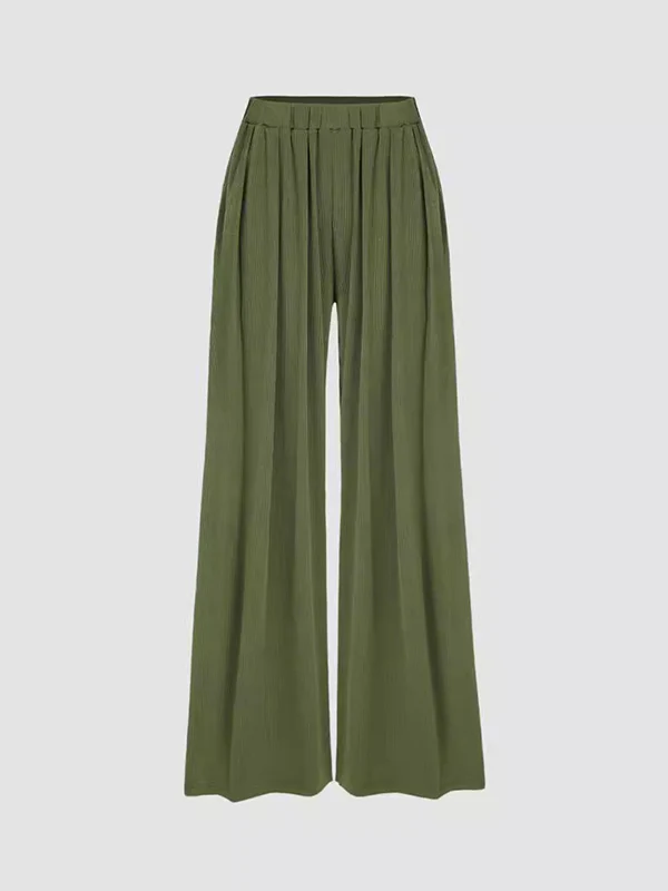 Loose Plus Size Elasticity Solid Color Split-Joint Pants Trousers - Image 6