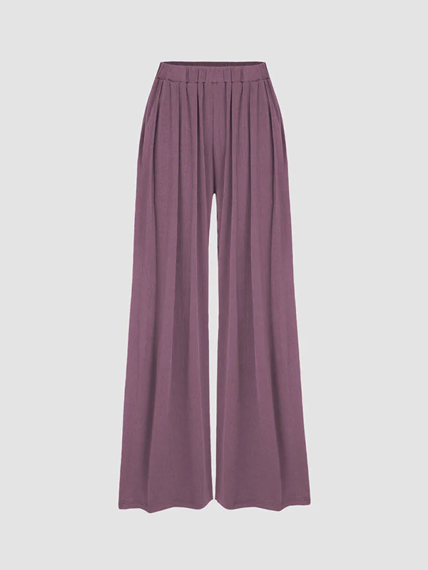 Loose Plus Size Elasticity Solid Color Split-Joint Pants Trousers - Image 7