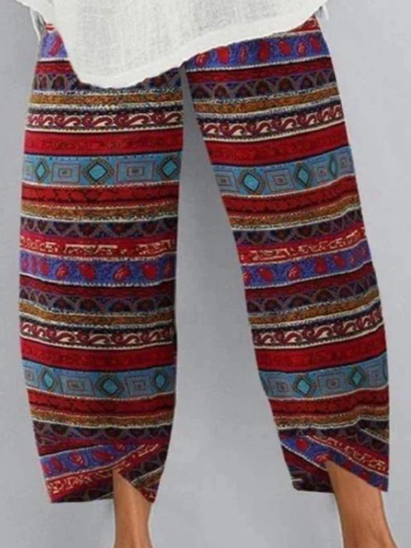 Loose Plus Size Figure Pockets Split-Joint Pants Trousers - Image 2