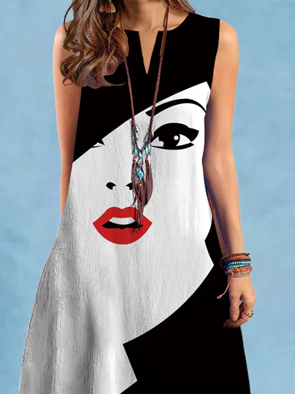 Loose Plus Size Figure V-Neck Mini Dresses - Image 2