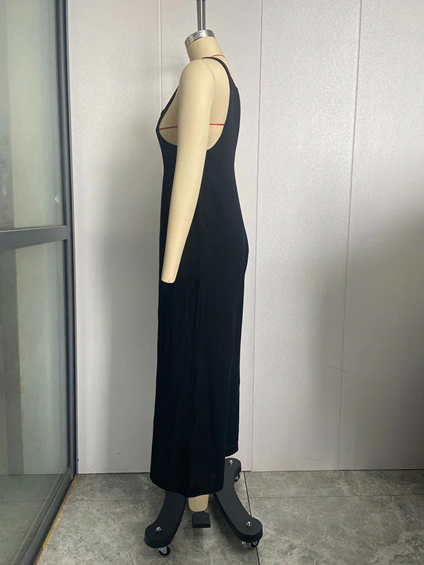 Loose Plus Size Pleated Split-Joint Square-Neck Overalls - Image 12