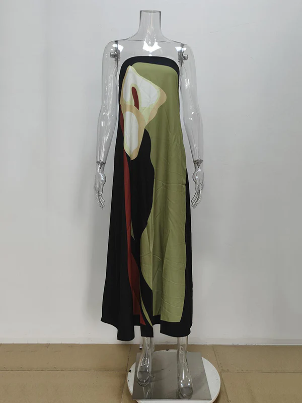 Loose Plus Size Printed Split-Joint Tube Maxi Dresses - Image 9