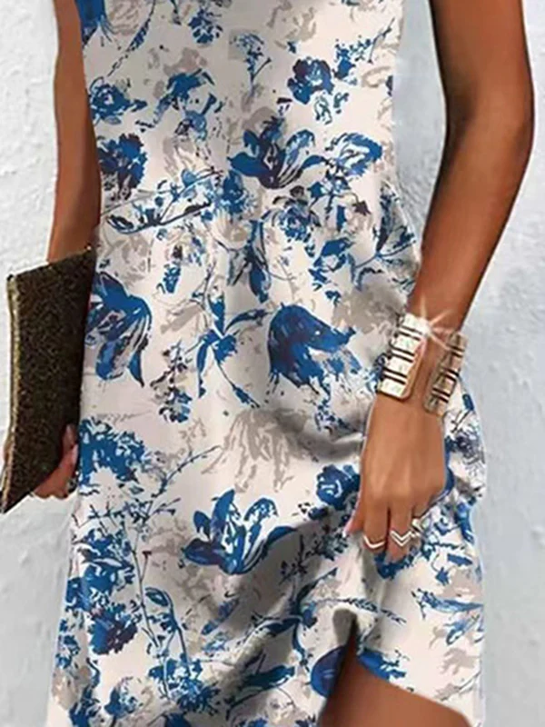 Loose Plus Size Printed Split-Joint V-Neck Mini Dresses - Image 3