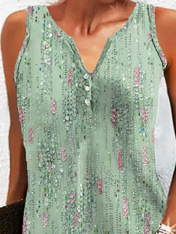 Loose Plus Size Printed Split-Joint V-Neck Mini Dresses - Image 2