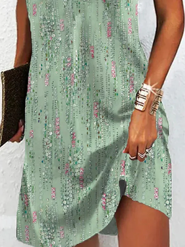 Loose Plus Size Printed Split-Joint V-Neck Mini Dresses - Image 3