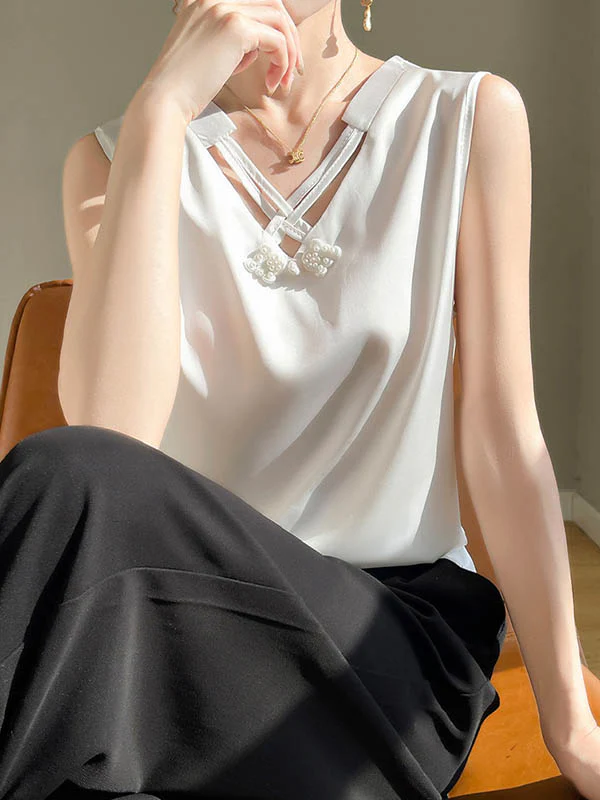 Loose Plus Size Solid Color V-Neck Vest Top - Image 11