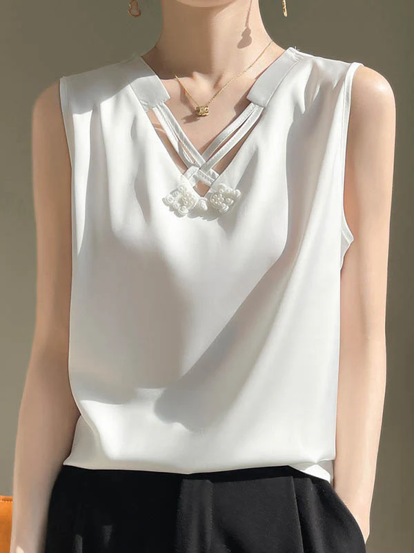 Loose Plus Size Solid Color V-Neck Vest Top - Image 2