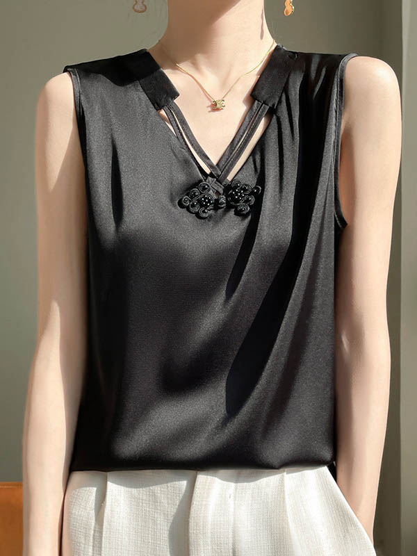 Loose Plus Size Solid Color V-Neck Vest Top - Image 3