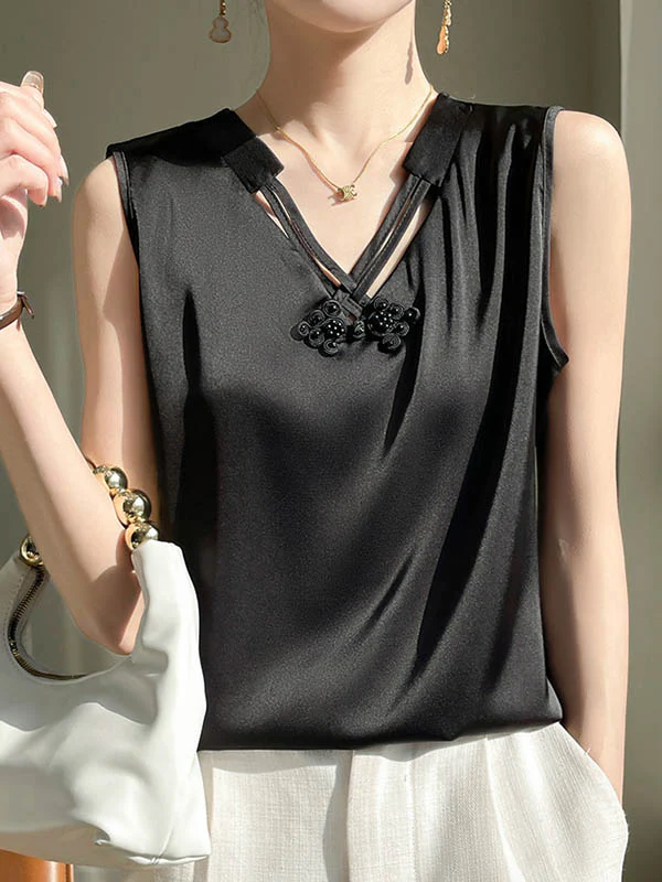 Loose Plus Size Solid Color V-Neck Vest Top - Image 4