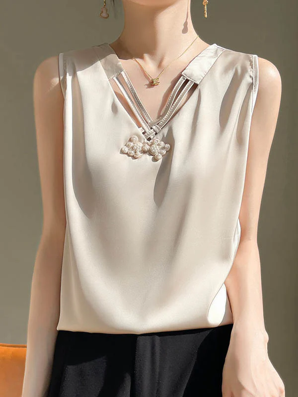 Loose Plus Size Solid Color V-Neck Vest Top - Image 6
