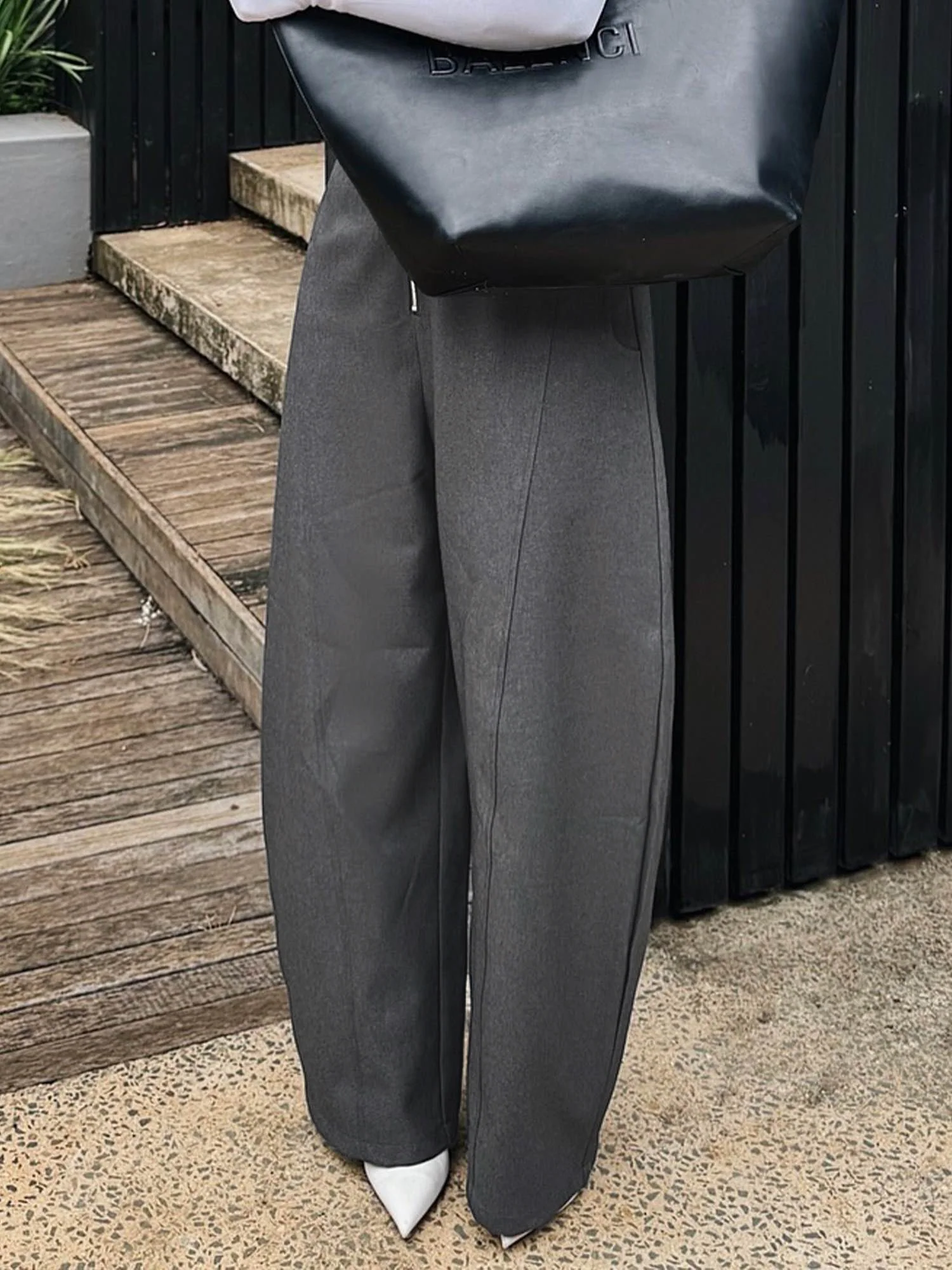 Loose Pockets Solid Color Zipper Pants Trousers - Image 2