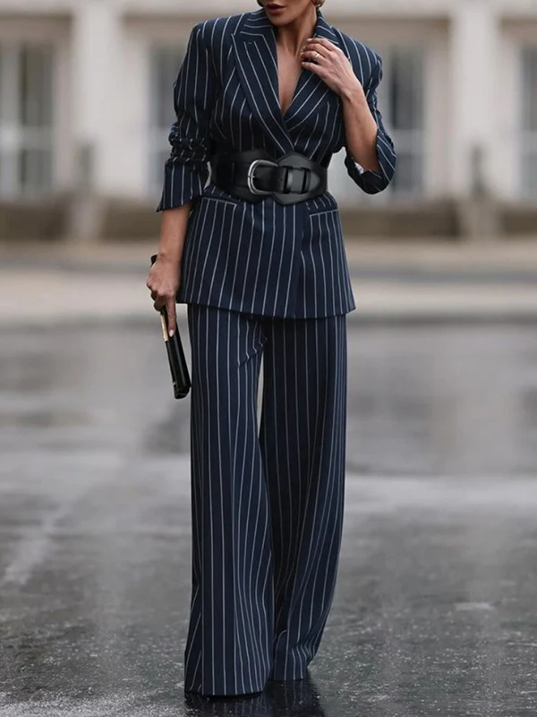 Loose Printed Striped Suit Pants Trousers - Image 4