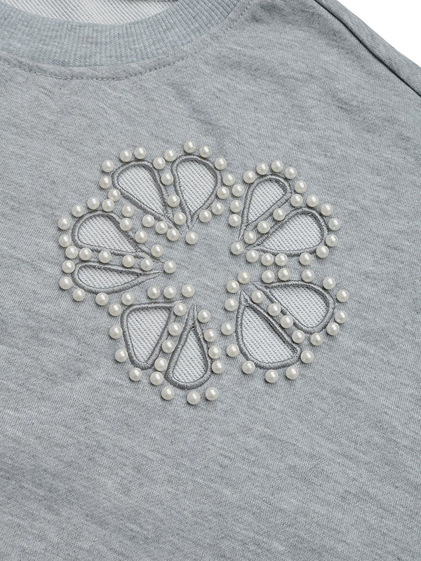Loose Puff Sleeves Asymmetric Hollow Split-Joint Round-Neck Sweatshirt Tops - Image 7