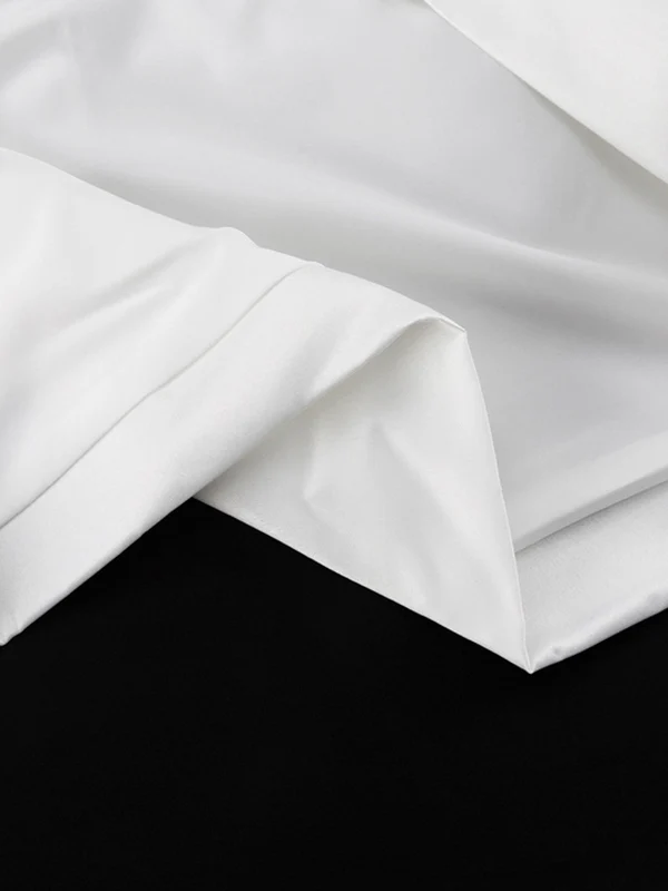 Loose Puff Sleeves Hollow Solid Color Split-Joint Round-Neck Blouses - Image 9