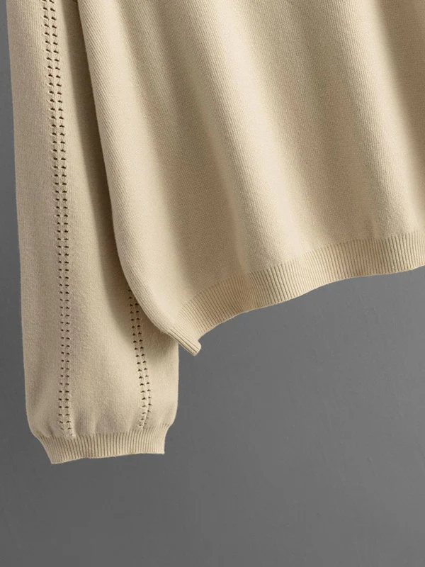 Loose Puff Sleeves Hollow Solid Color Sweater + Elasticity Skirt Two Pieces Set - Image 14