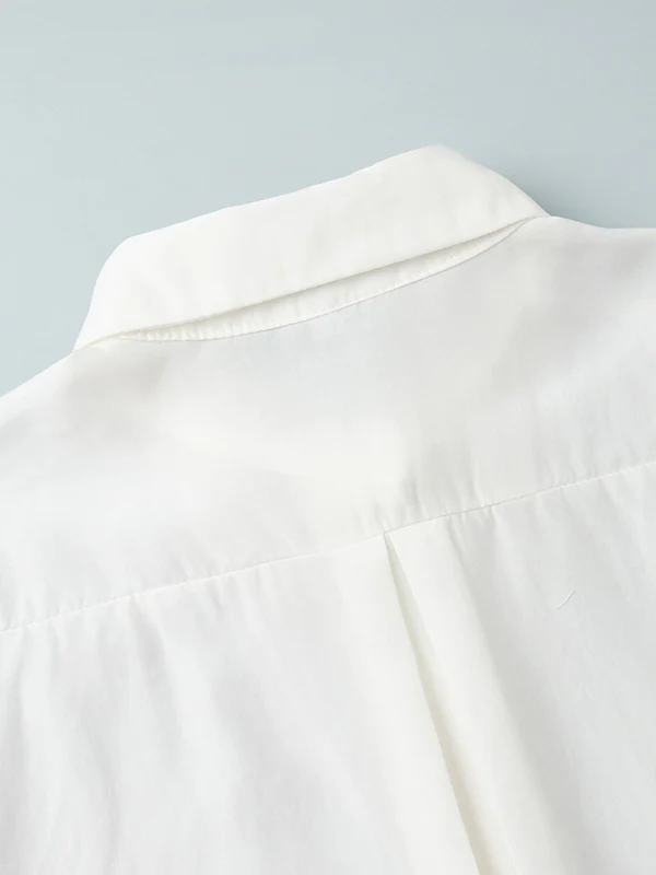 Loose Puff Sleeves Pleated Solid Color Split-Joint Lapel Blouses&Shirts Tops - Image 27