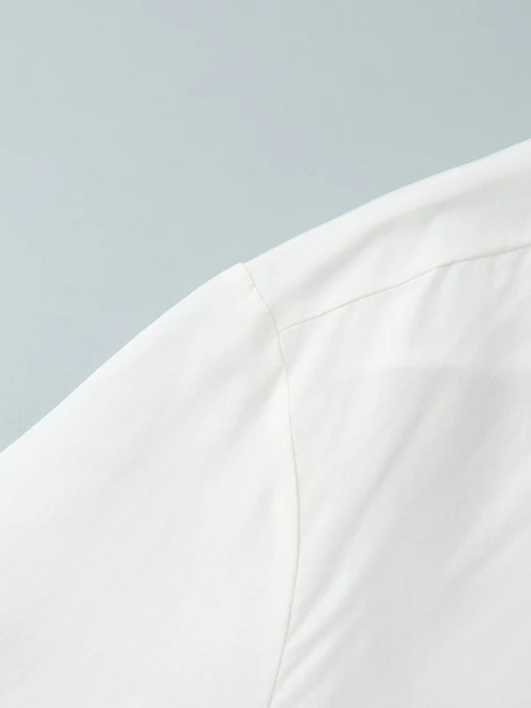Loose Puff Sleeves Pleated Solid Color Split-Joint Lapel Blouses&Shirts Tops - Image 32