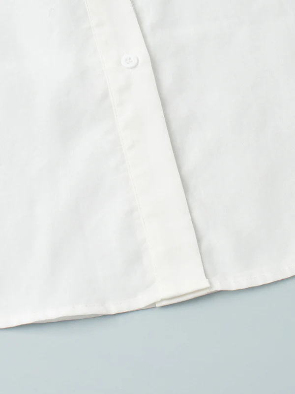 Loose Puff Sleeves Pleated Solid Color Split-Joint Lapel Blouses&Shirts Tops - Image 33