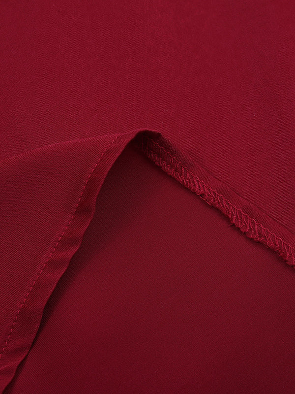 Loose Puff Sleeves Pleated Solid Color Split-Joint Stand Collar Blouses - Image 18