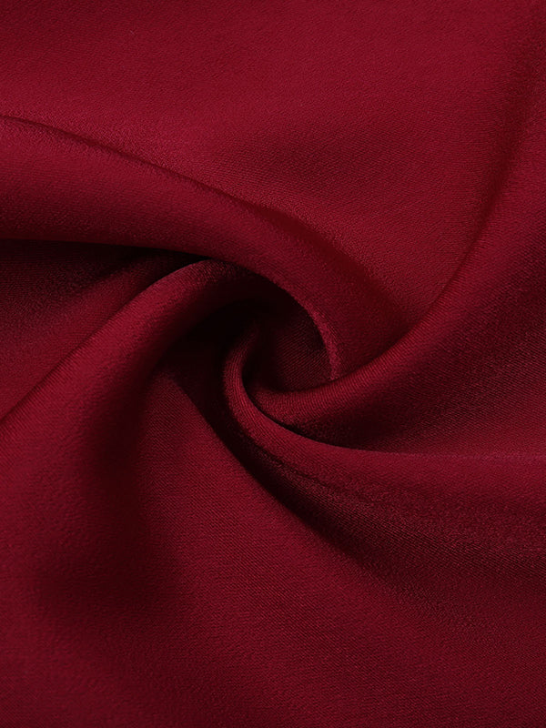 Loose Puff Sleeves Pleated Solid Color Split-Joint Stand Collar Blouses - Image 20