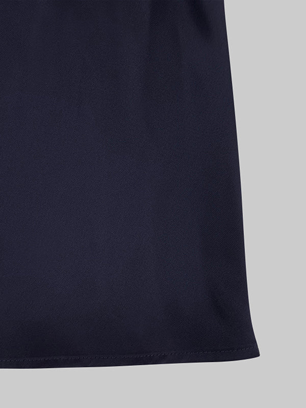 Loose Raglan Sleeve Solid Color Split-Joint Tied Waist High Neck Maxi Dresses - Image 7