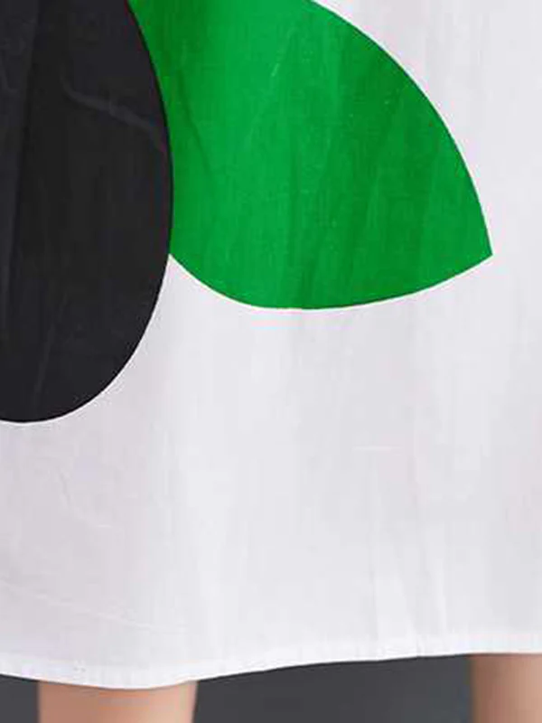 Loose Short Sleeves Buttoned Floral Printed Lapel Collar Midi Dresses - Image 8